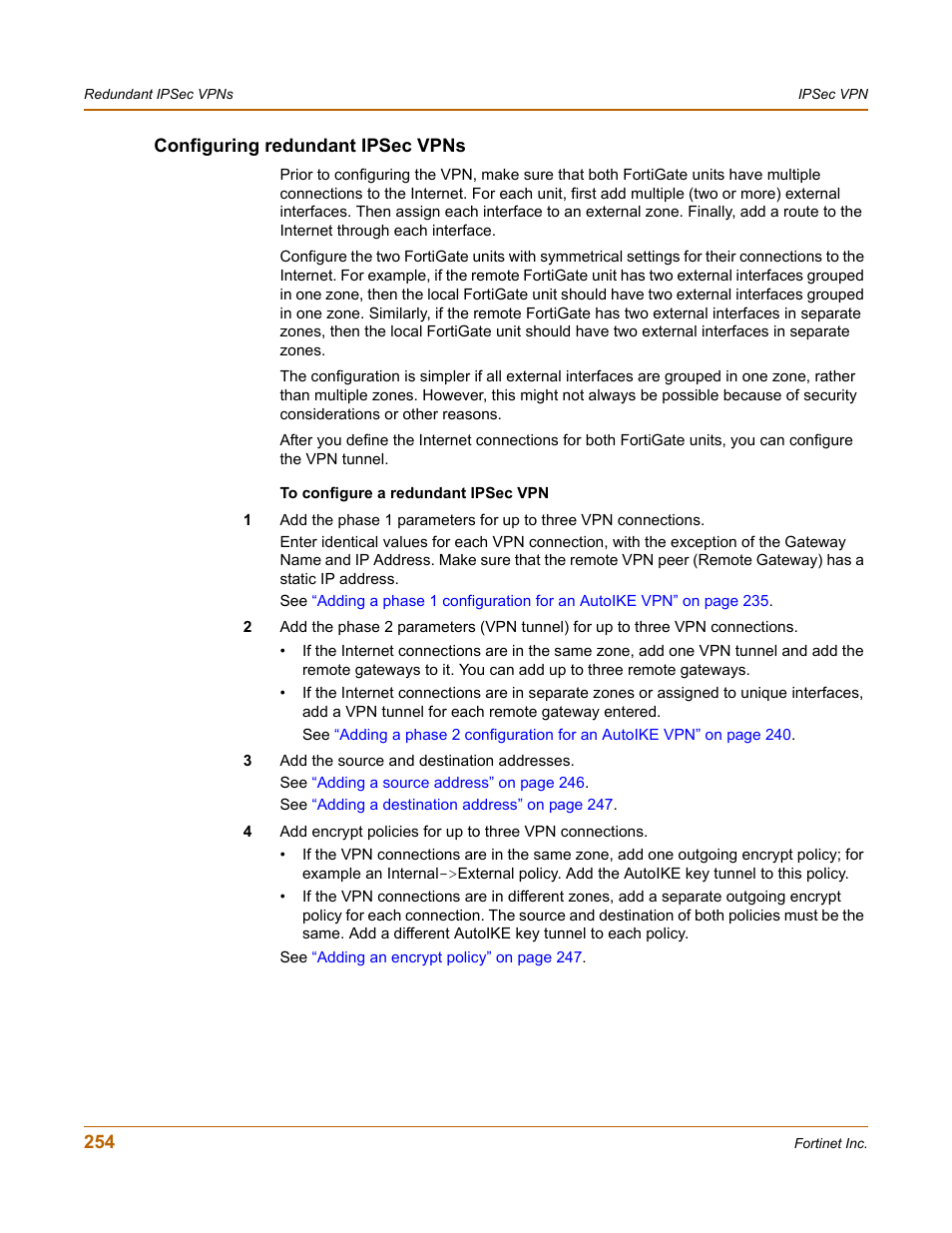 Configuring redundant ipsec vpns | Fortinet FortiGate-800 User Manual | Page 254 / 336