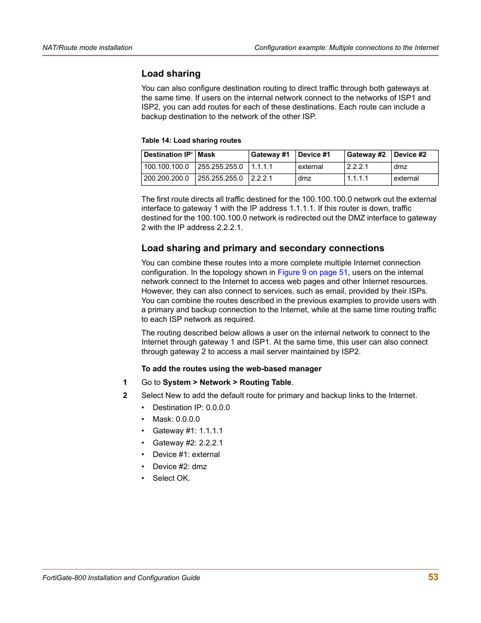 Load sharing, Load sharing and primary and secondary connections | Fortinet FortiGate-800 User Manual | Page 53 / 336