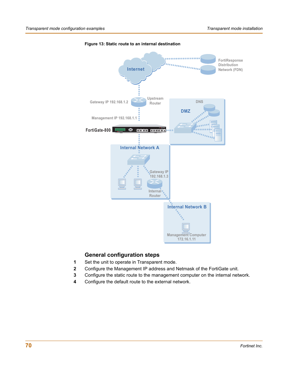 General configuration steps | Fortinet FortiGate-800 User Manual | Page 70 / 336