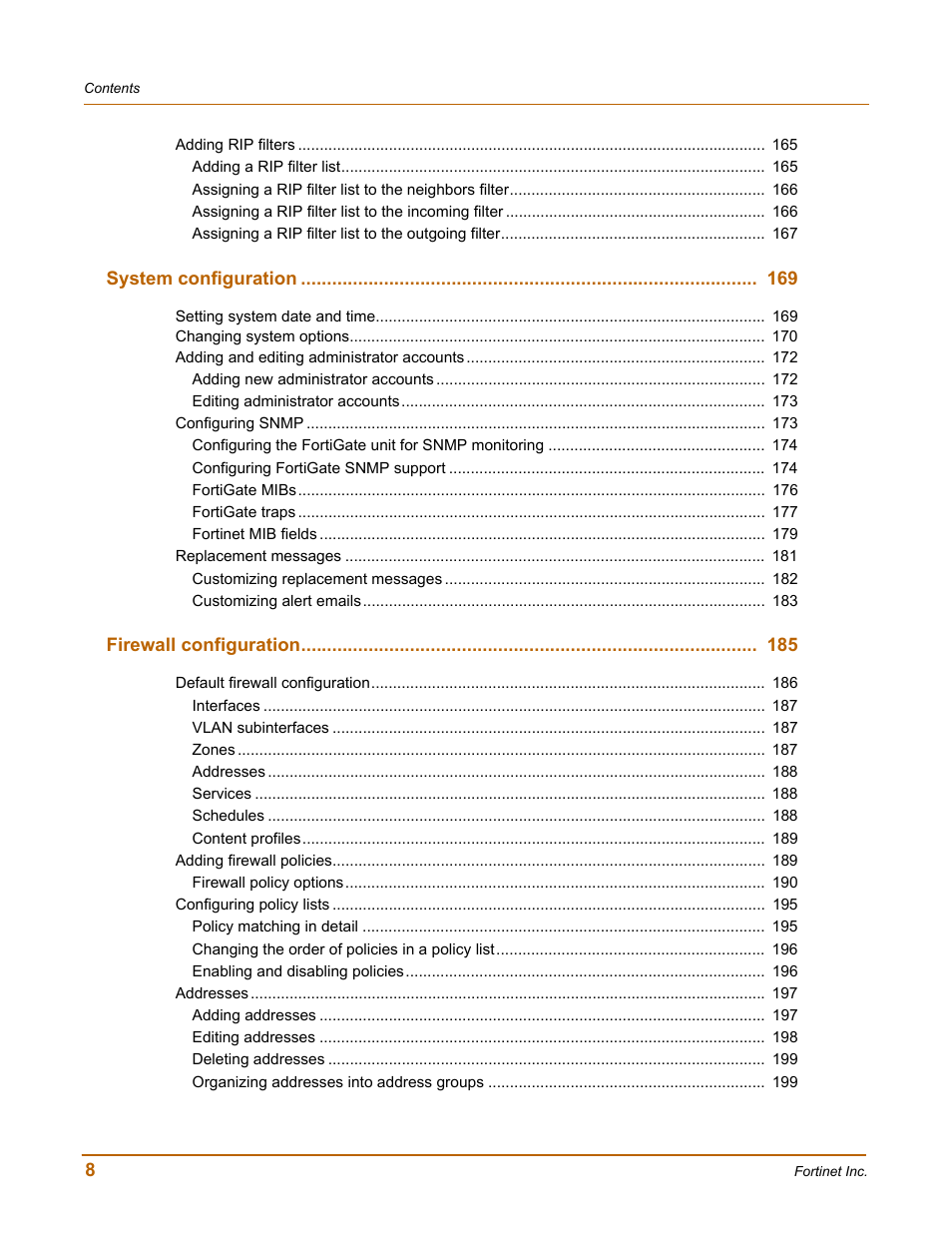 Fortinet FortiGate-800 User Manual | Page 8 / 336