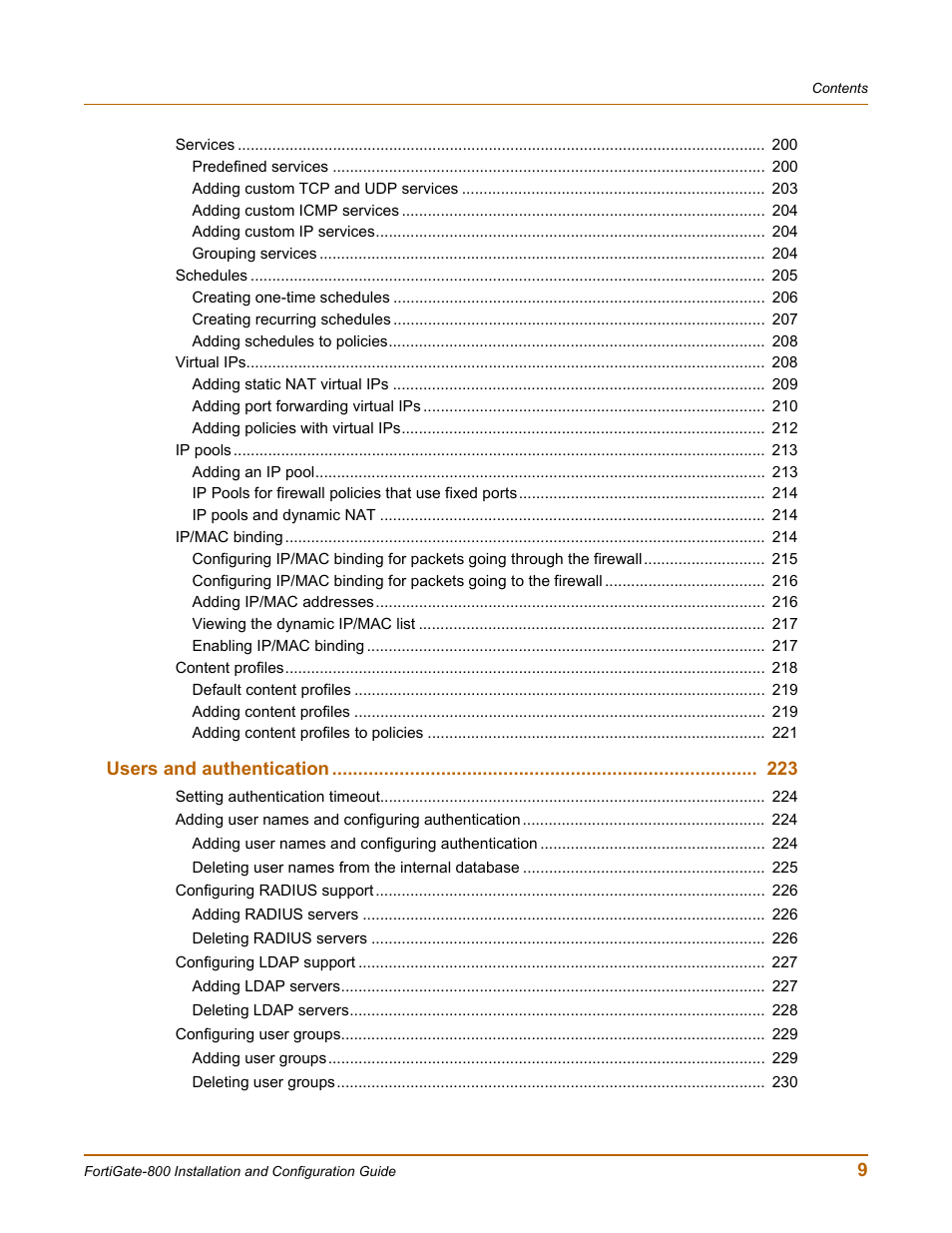 Fortinet FortiGate-800 User Manual | Page 9 / 336