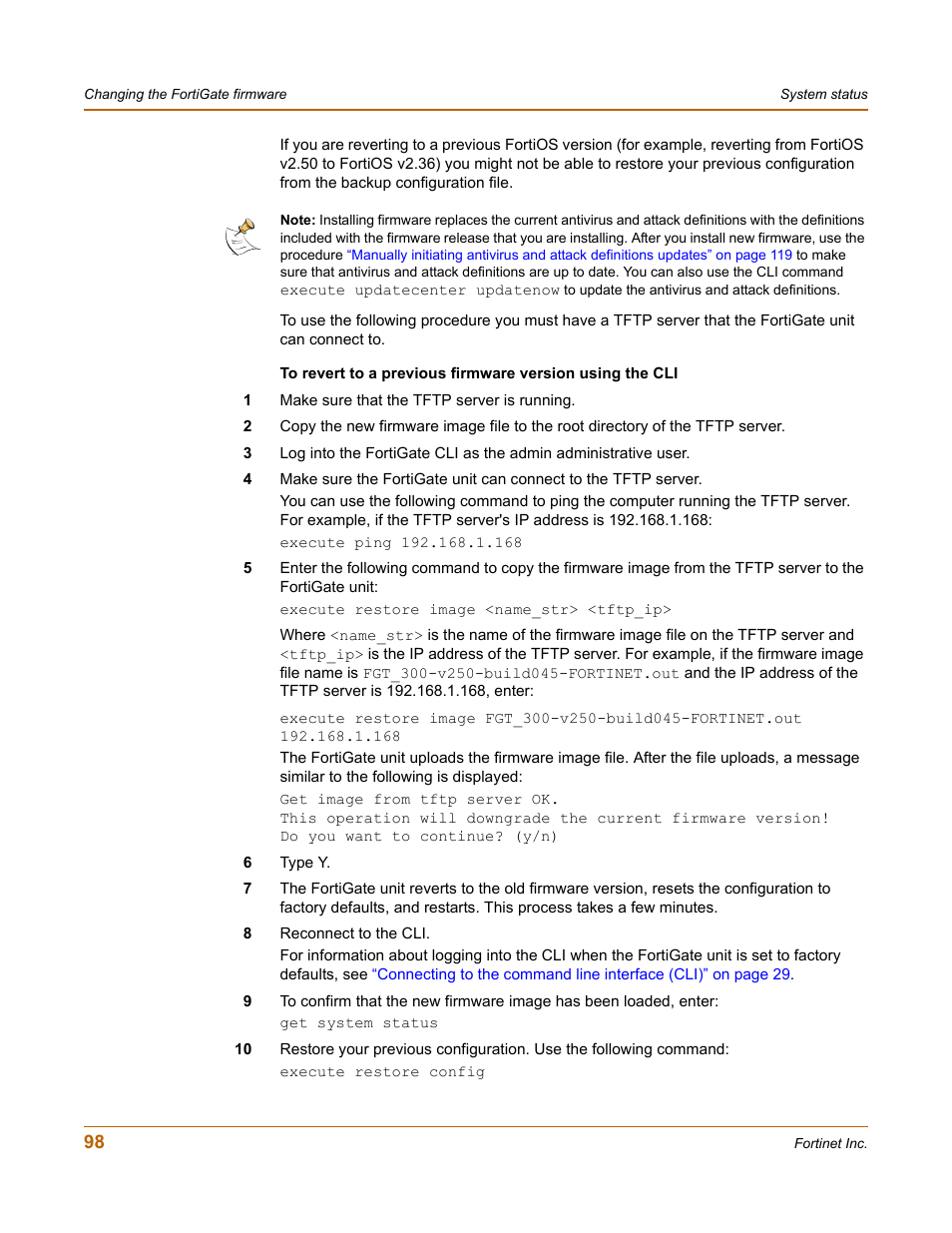 Fortinet FortiGate-800 User Manual | Page 98 / 336