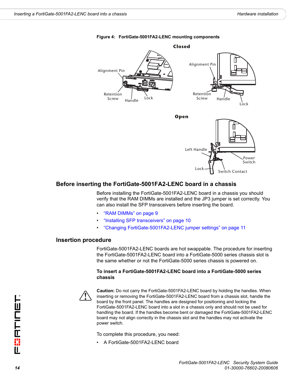 Insertion procedure, Own in, Figure 4 | Fortinet FortiGate 5001FA2-LENC User Manual | Page 14 / 34