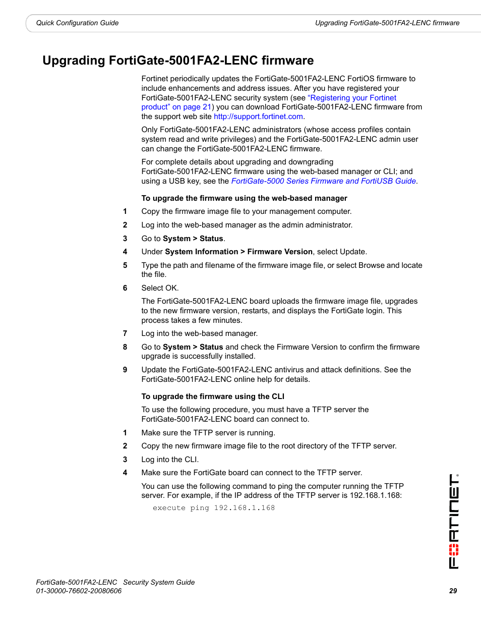 Upgrading fortigate-5001fa2-lenc firmware | Fortinet FortiGate 5001FA2-LENC User Manual | Page 29 / 34