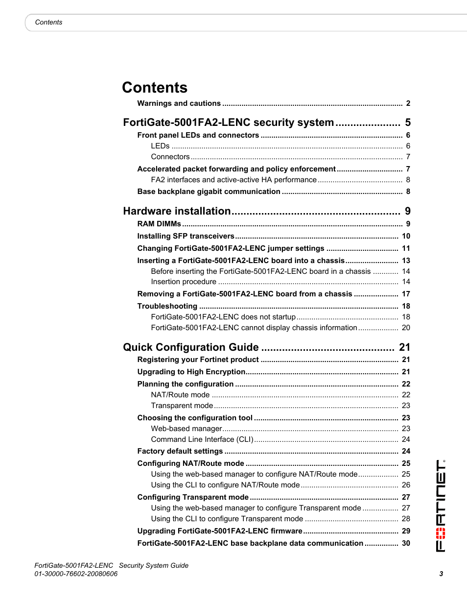Fortinet FortiGate 5001FA2-LENC User Manual | Page 3 / 34