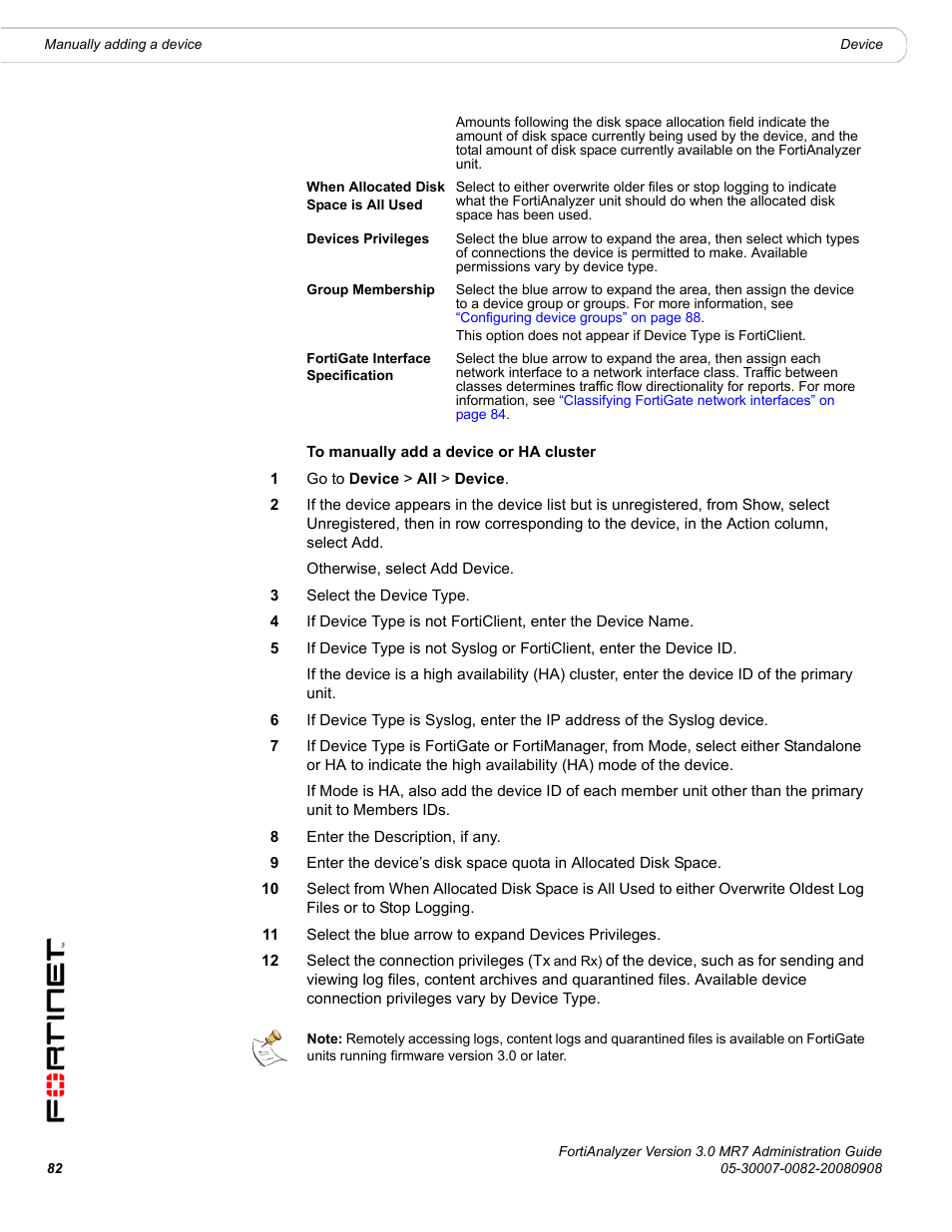 Fortinet FortiAnalyzer 3.0 MR7 User Manual | Page 84 / 234