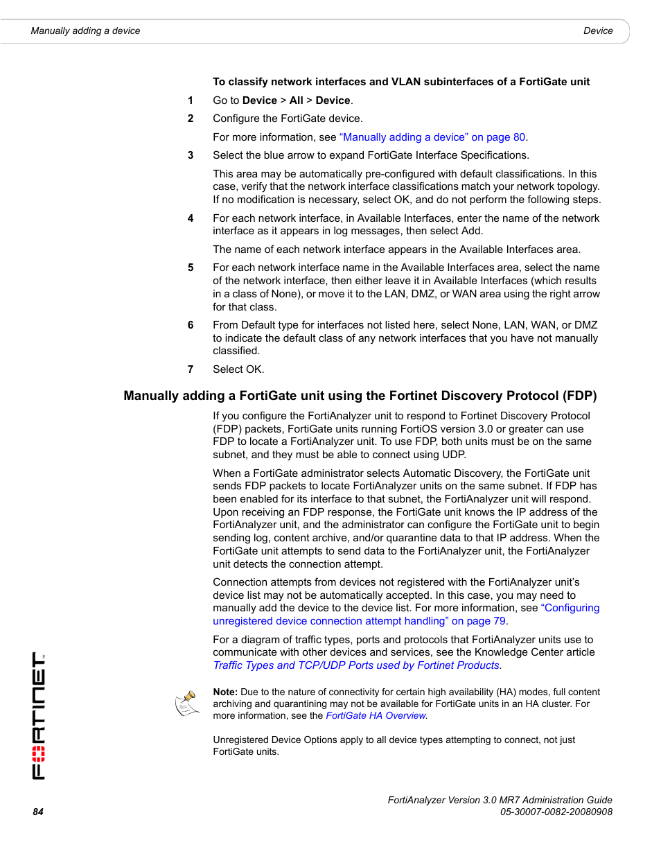 Manually adding a fortigate, Manually | Fortinet FortiAnalyzer 3.0 MR7 User Manual | Page 86 / 234