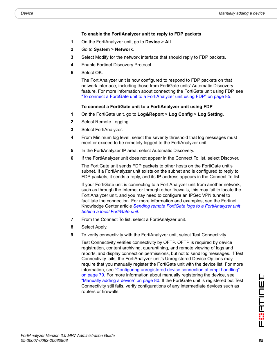 Fortinet FortiAnalyzer 3.0 MR7 User Manual | Page 87 / 234