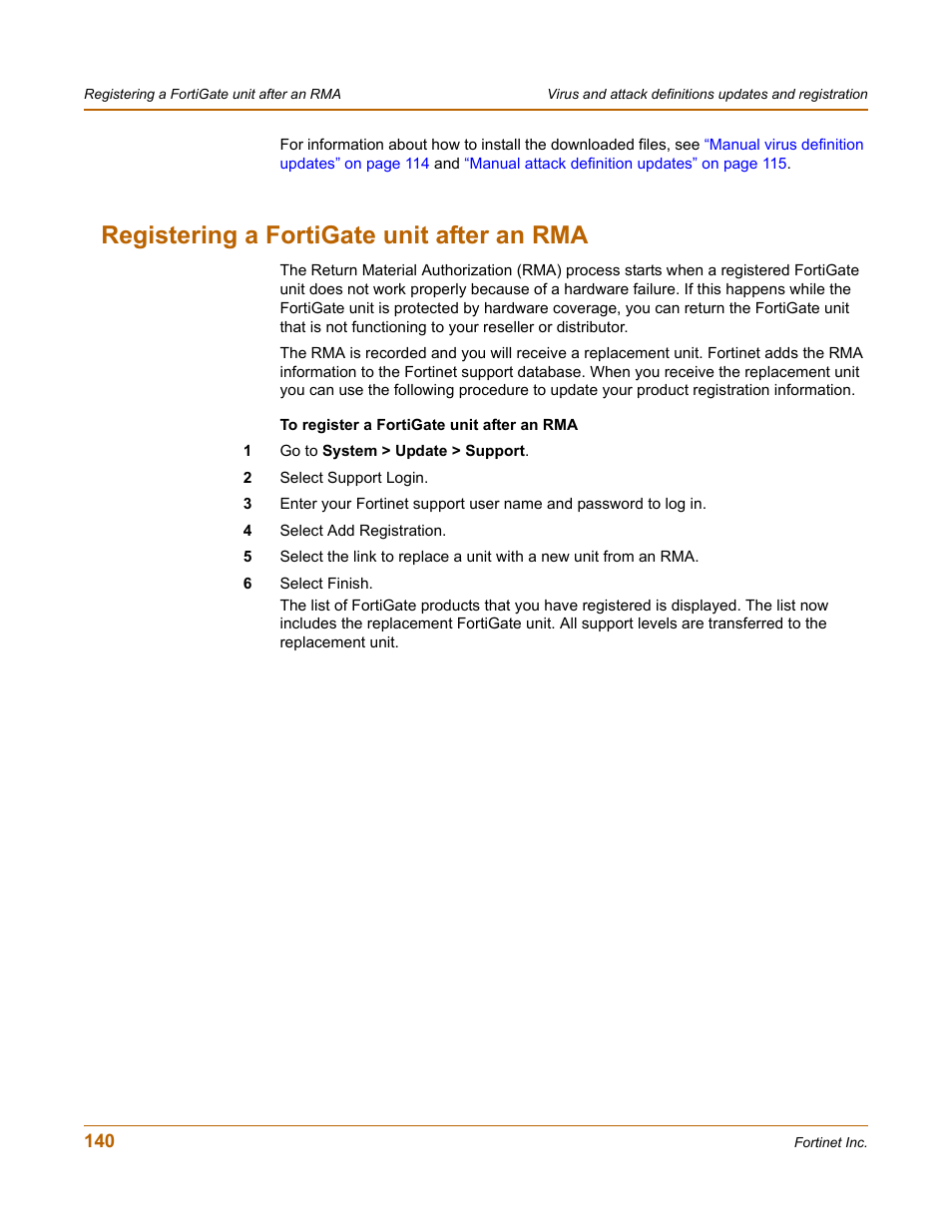 Registering a fortigate unit after an rma | Fortinet FortiGate 4000 User Manual | Page 140 / 332