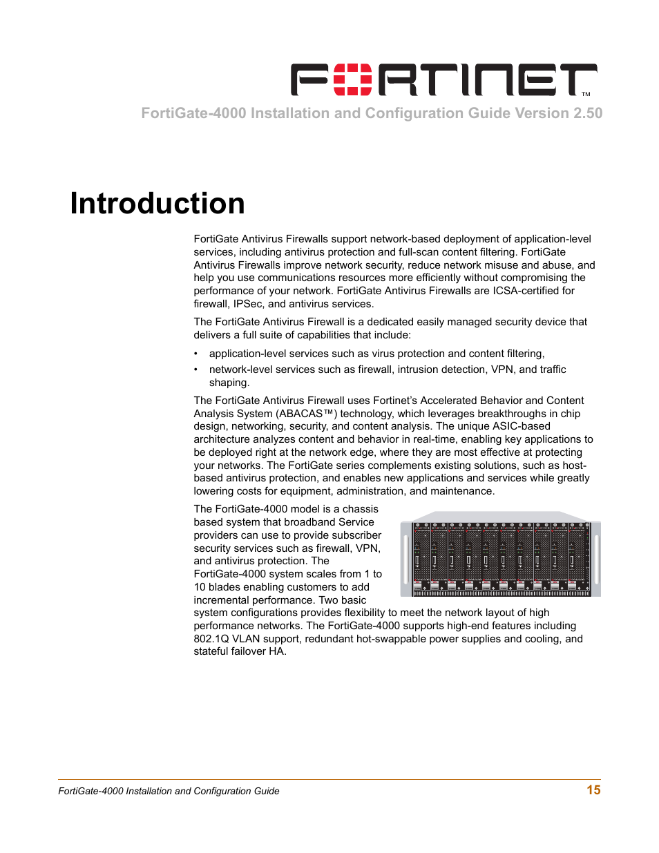 Introduction | Fortinet FortiGate 4000 User Manual | Page 15 / 332