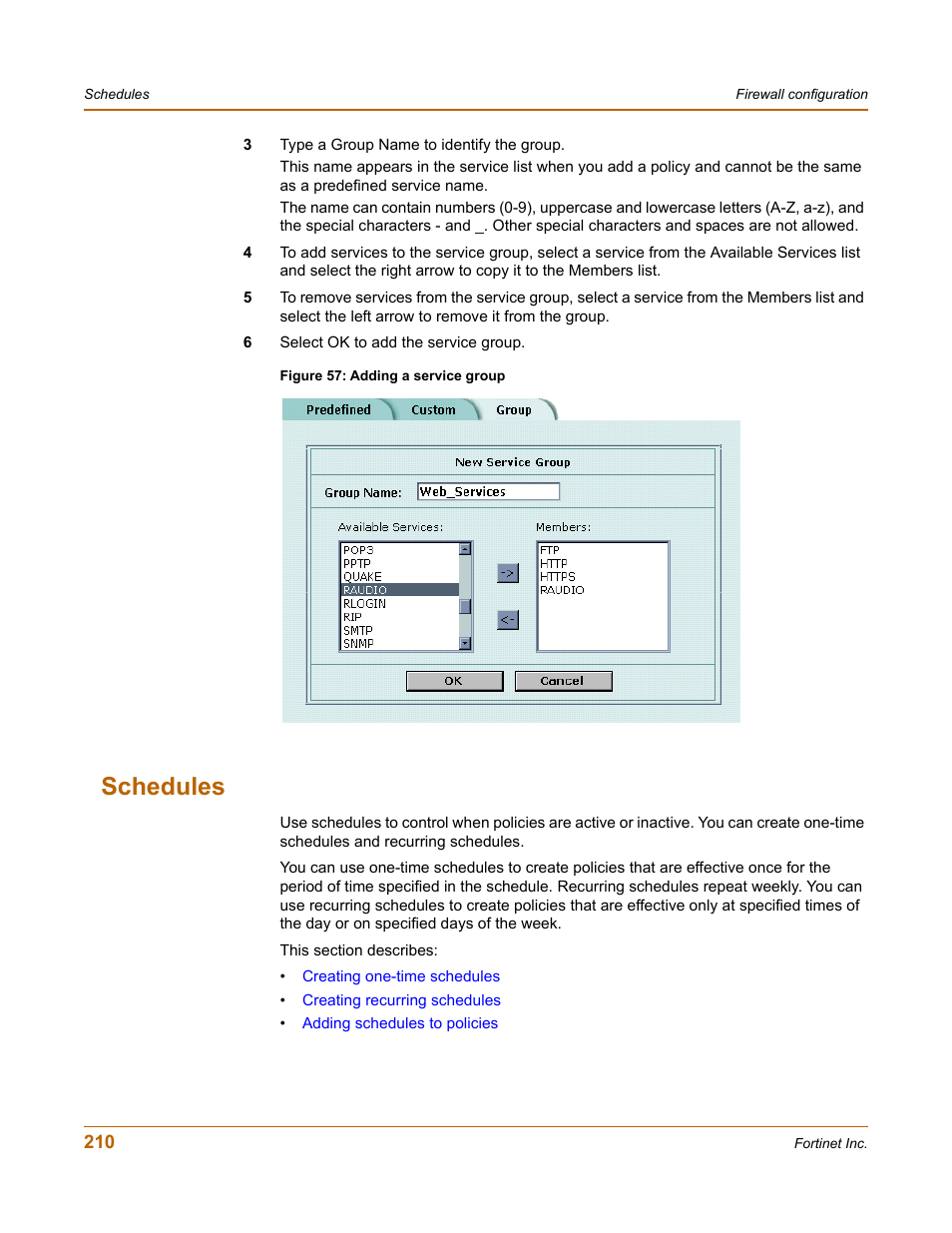 Schedules, S. see | Fortinet FortiGate 4000 User Manual | Page 210 / 332