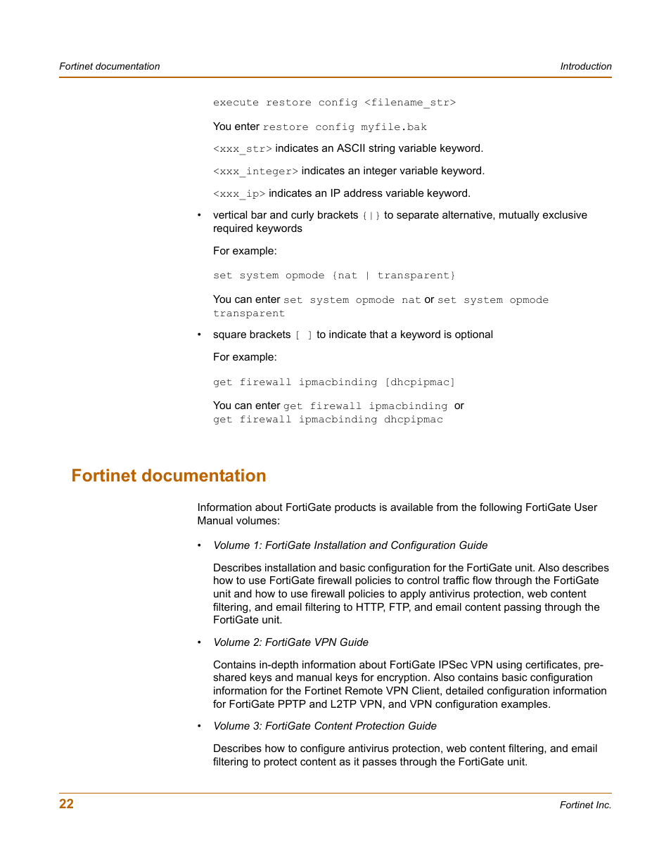 Fortinet documentation | Fortinet FortiGate 4000 User Manual | Page 22 / 332