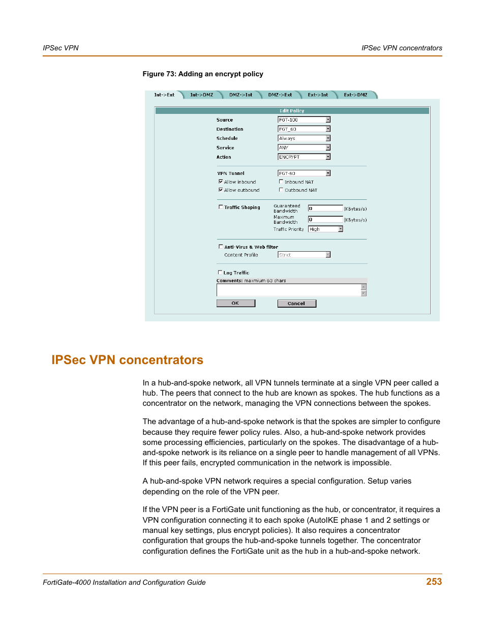 Ipsec vpn concentrators | Fortinet FortiGate 4000 User Manual | Page 253 / 332