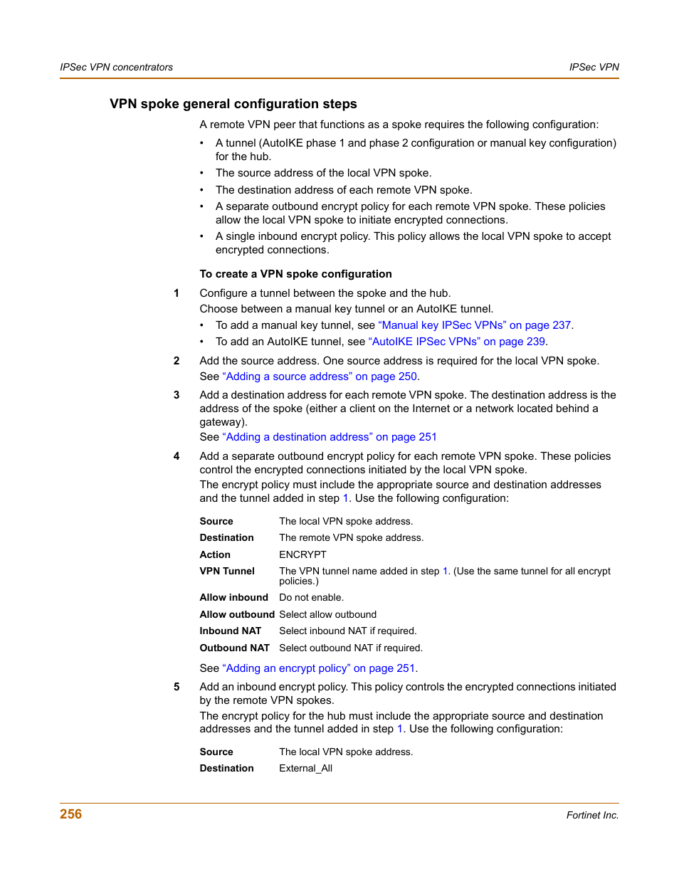 Vpn spoke general configuration steps | Fortinet FortiGate 4000 User Manual | Page 256 / 332
