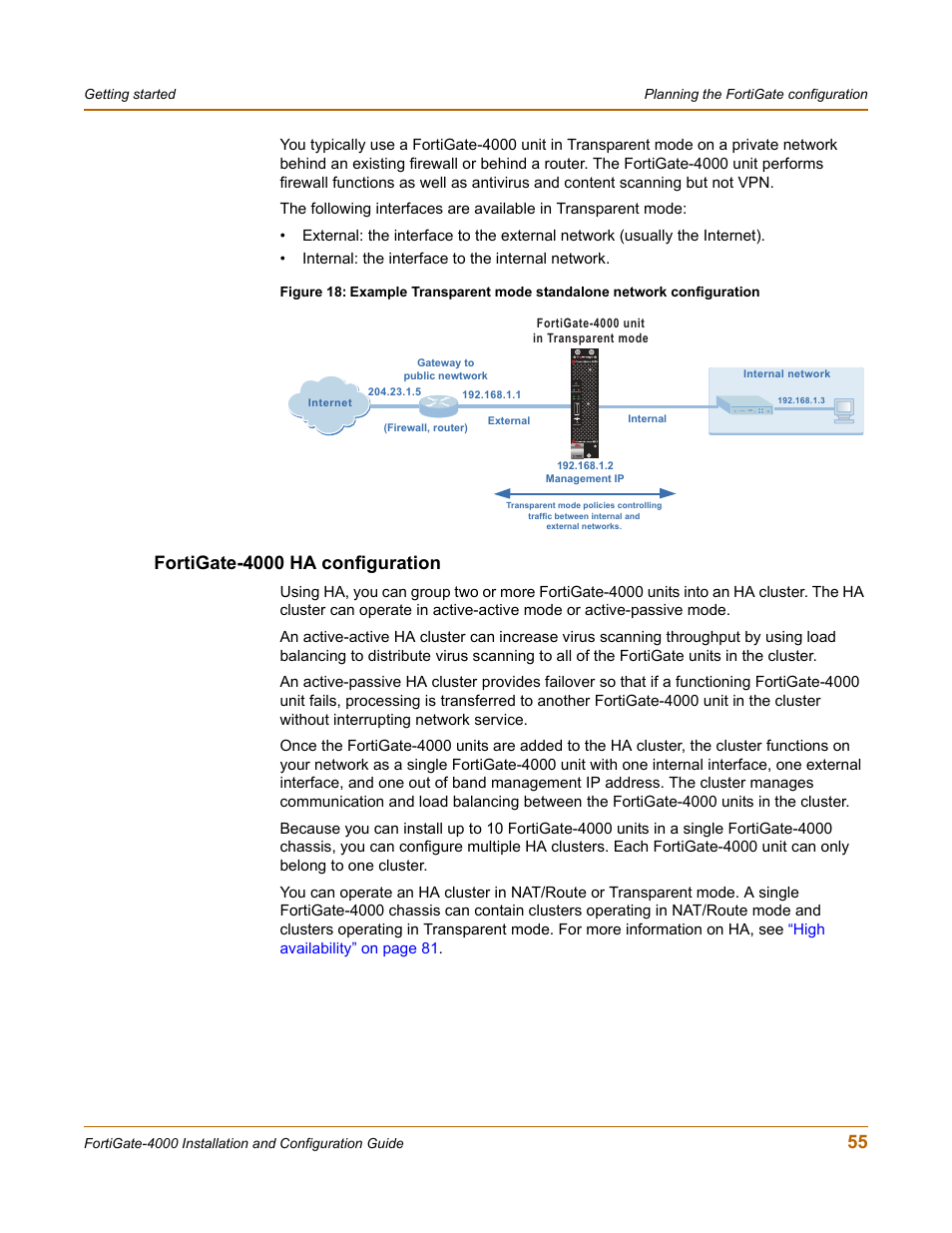 Fortigate-4000 ha configuration | Fortinet FortiGate 4000 User Manual | Page 55 / 332