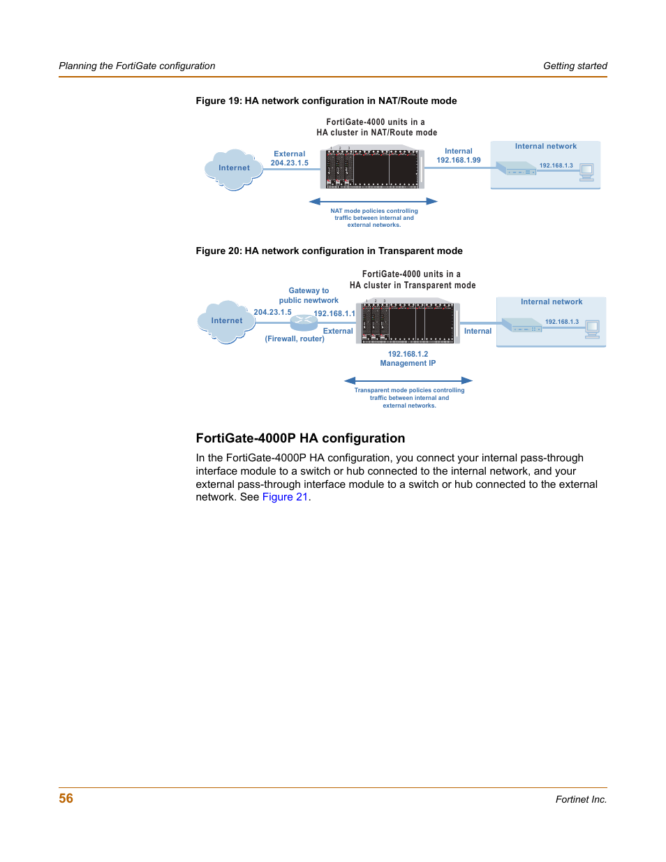 Fortigate-4000p ha configuration | Fortinet FortiGate 4000 User Manual | Page 56 / 332