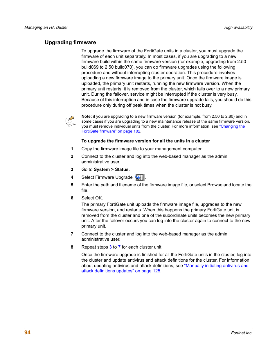 Upgrading firmware | Fortinet FortiGate 4000 User Manual | Page 94 / 332