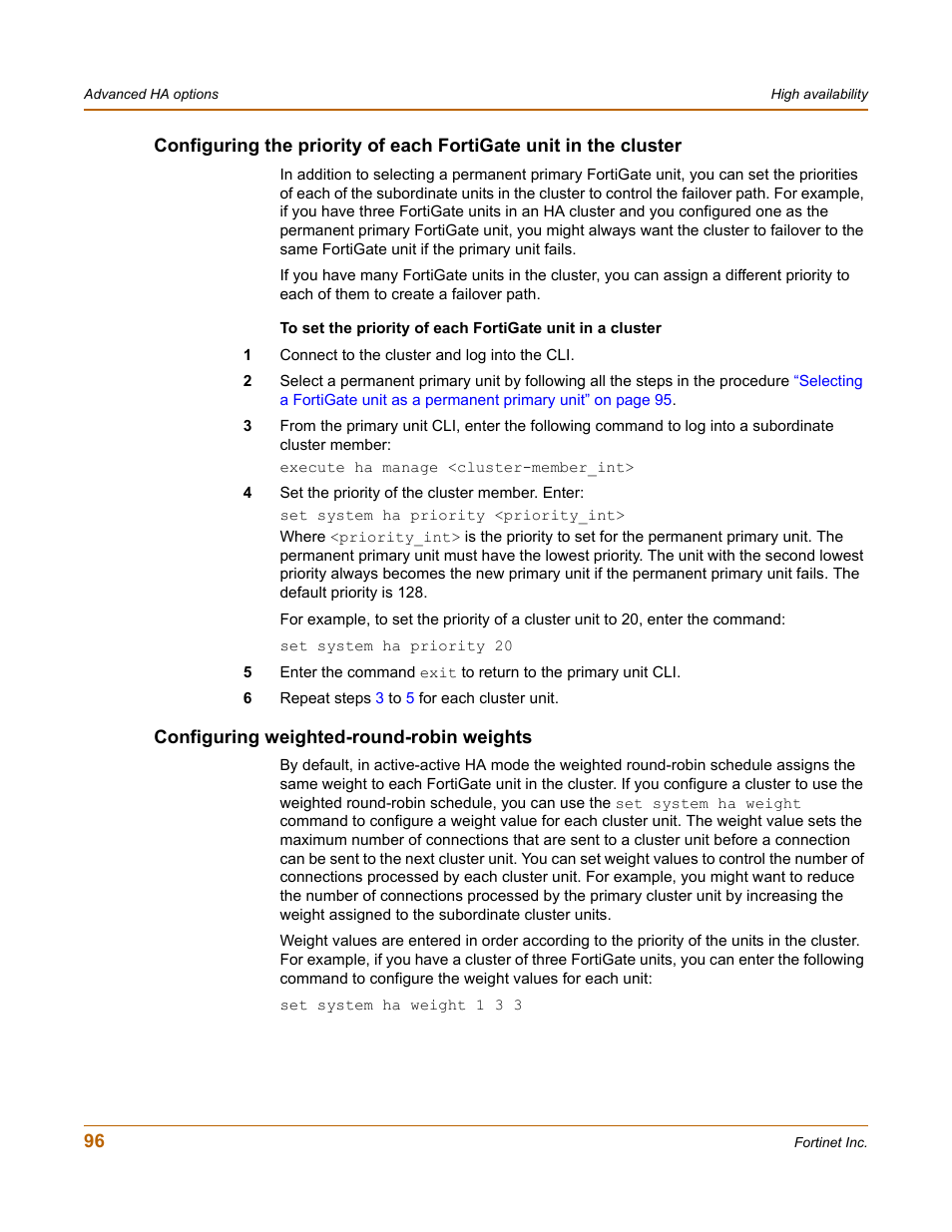 Configuring weighted-round-robin weights | Fortinet FortiGate 4000 User Manual | Page 96 / 332