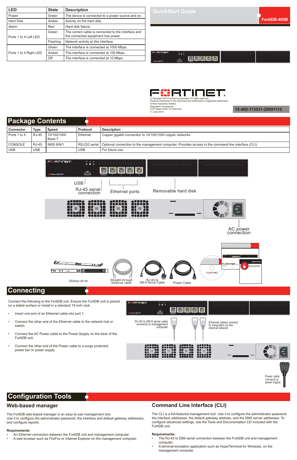 Fortinet FortiDB-400B User Manual | 2 pages