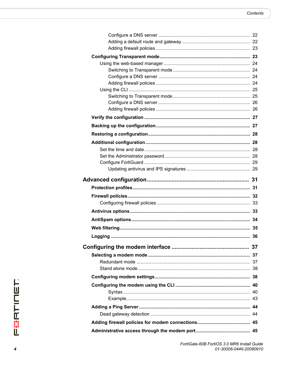 Fortinet FortiGate 60B User Manual | Page 4 / 66