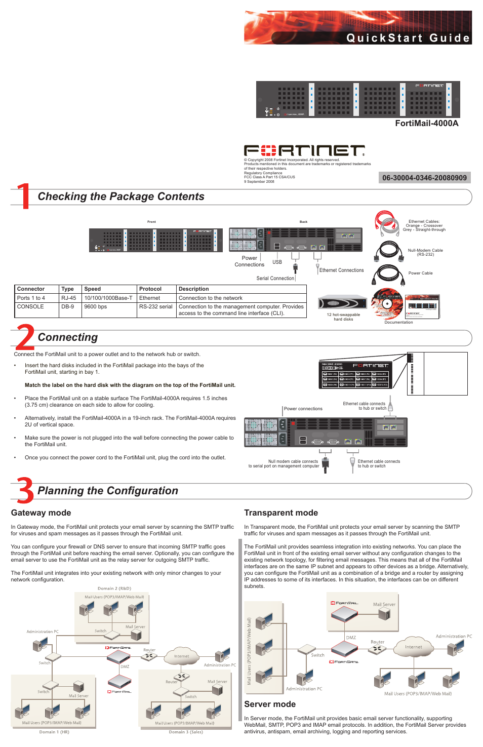 Fortinet Network Device FortiMail-4000A User Manual | 2 pages