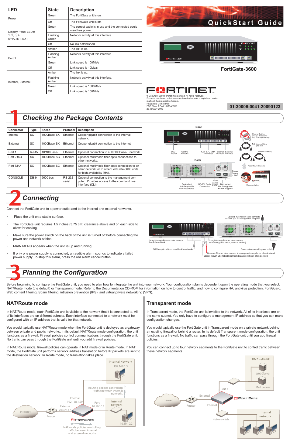 Fortinet FortiGate 3600 User Manual | 2 pages