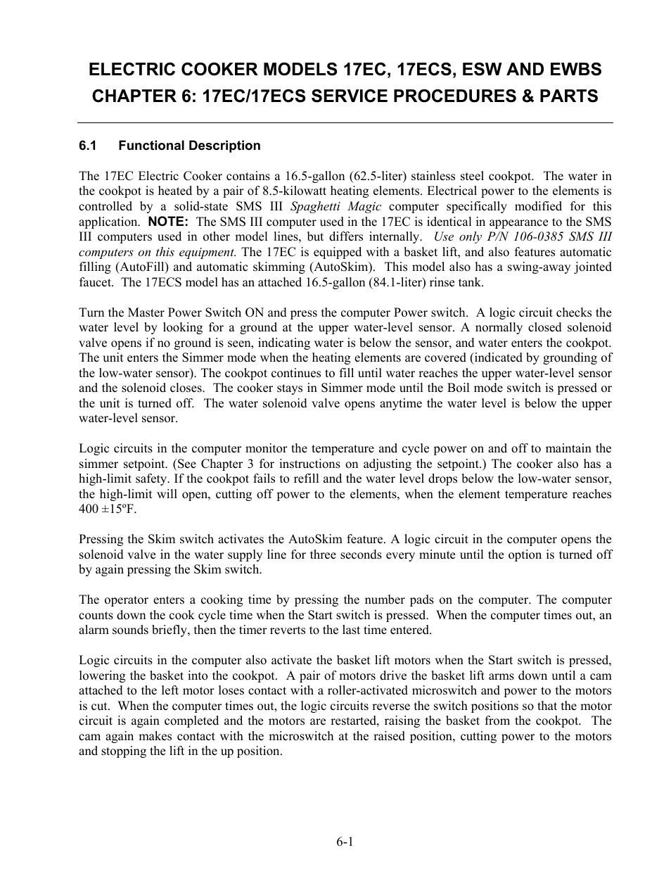 Frymaster 17EC User Manual | Page 33 / 96