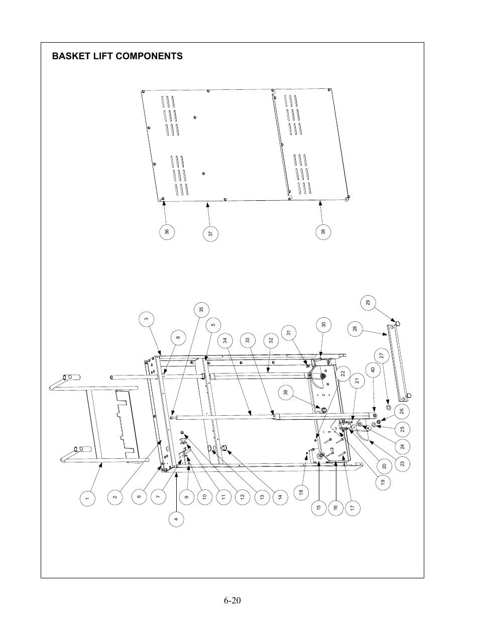 Basket lift components | Frymaster 17EC User Manual | Page 52 / 96