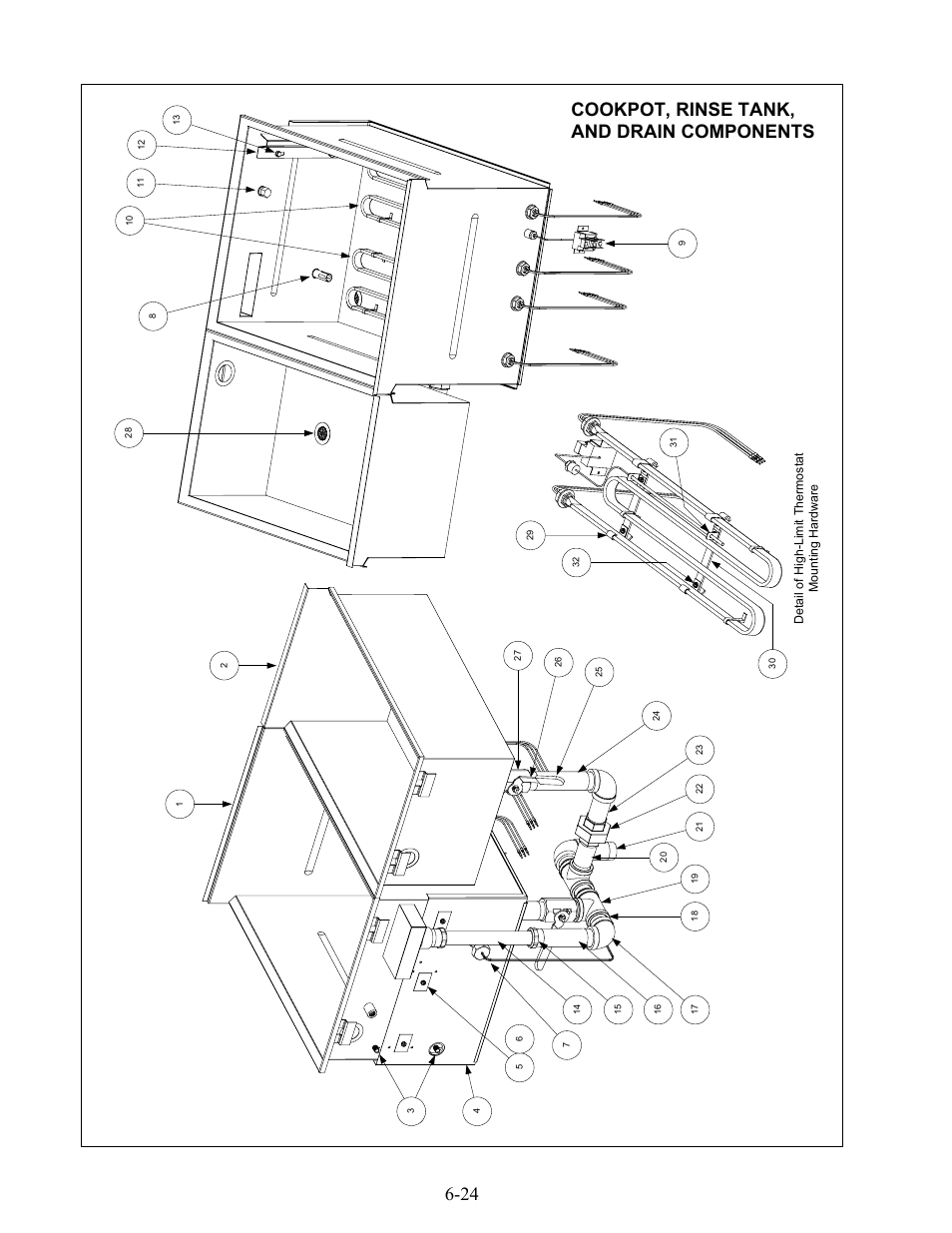 Cookpot, rinse tank, and drain components | Frymaster 17EC User Manual | Page 56 / 96