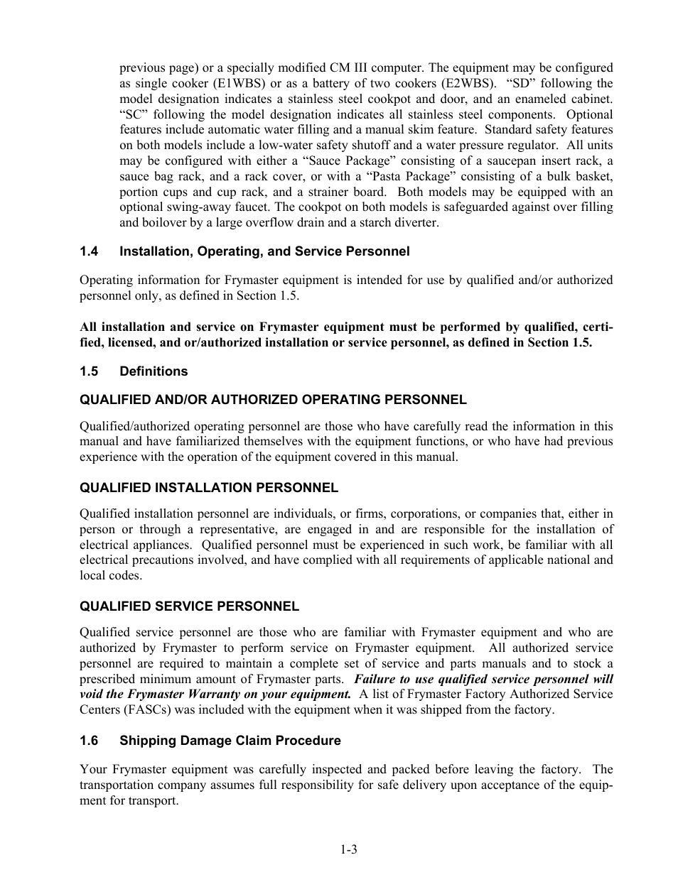 Frymaster 17EC User Manual | Page 9 / 96