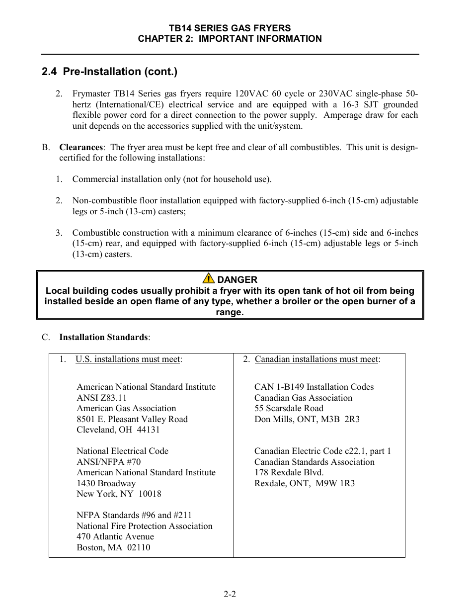 Frymaster TB14 User Manual | Page 10 / 60
