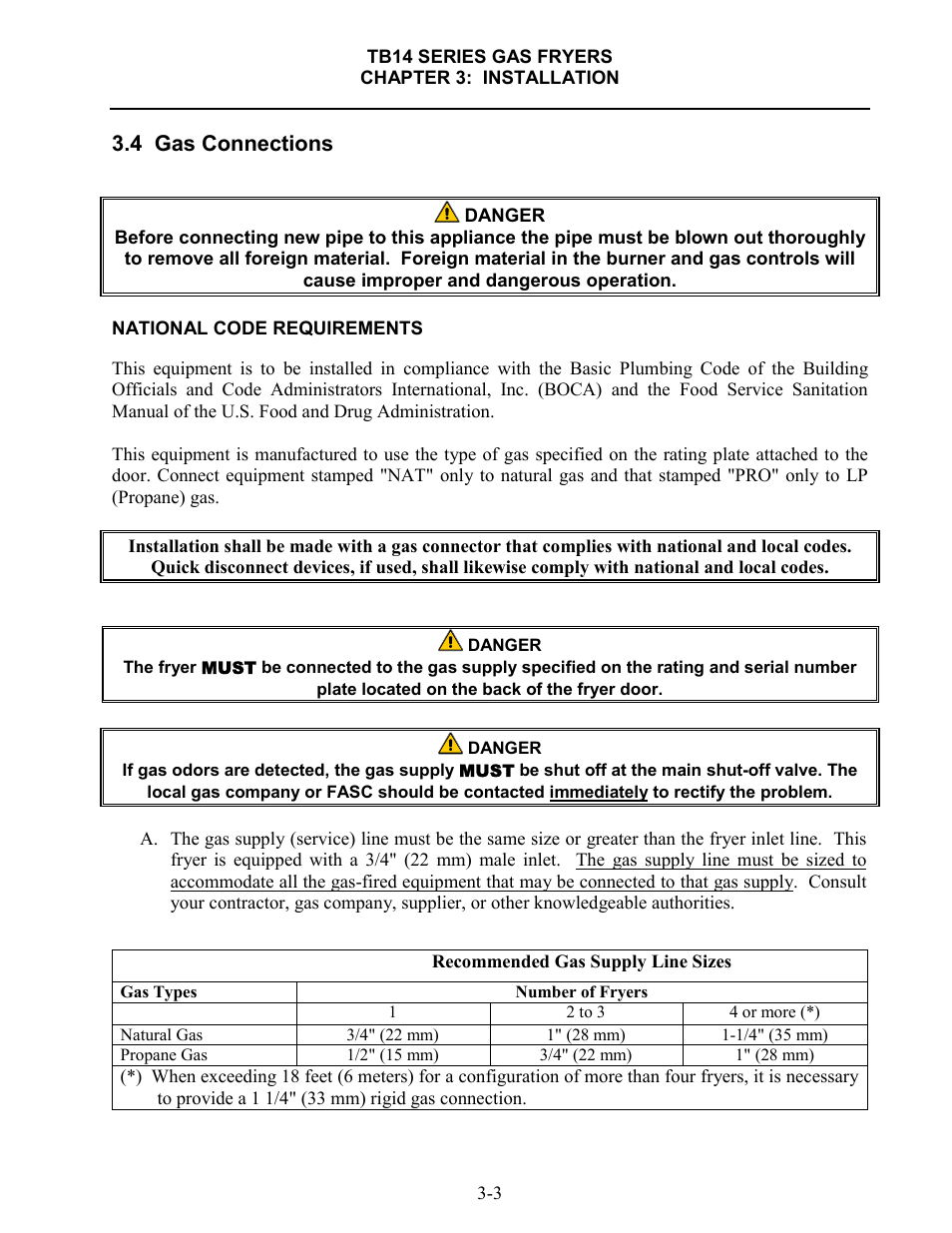 4 gas connections | Frymaster TB14 User Manual | Page 15 / 60