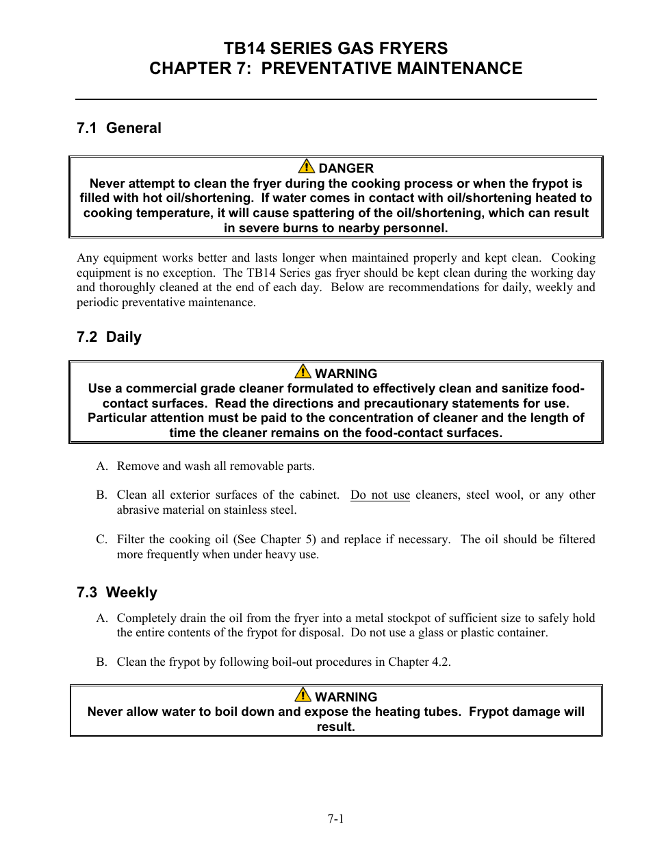 Frymaster TB14 User Manual | Page 42 / 60