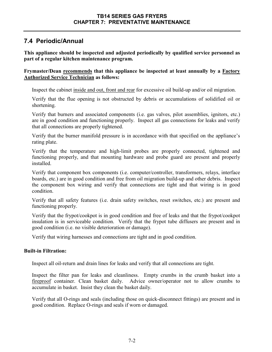 Frymaster TB14 User Manual | Page 43 / 60