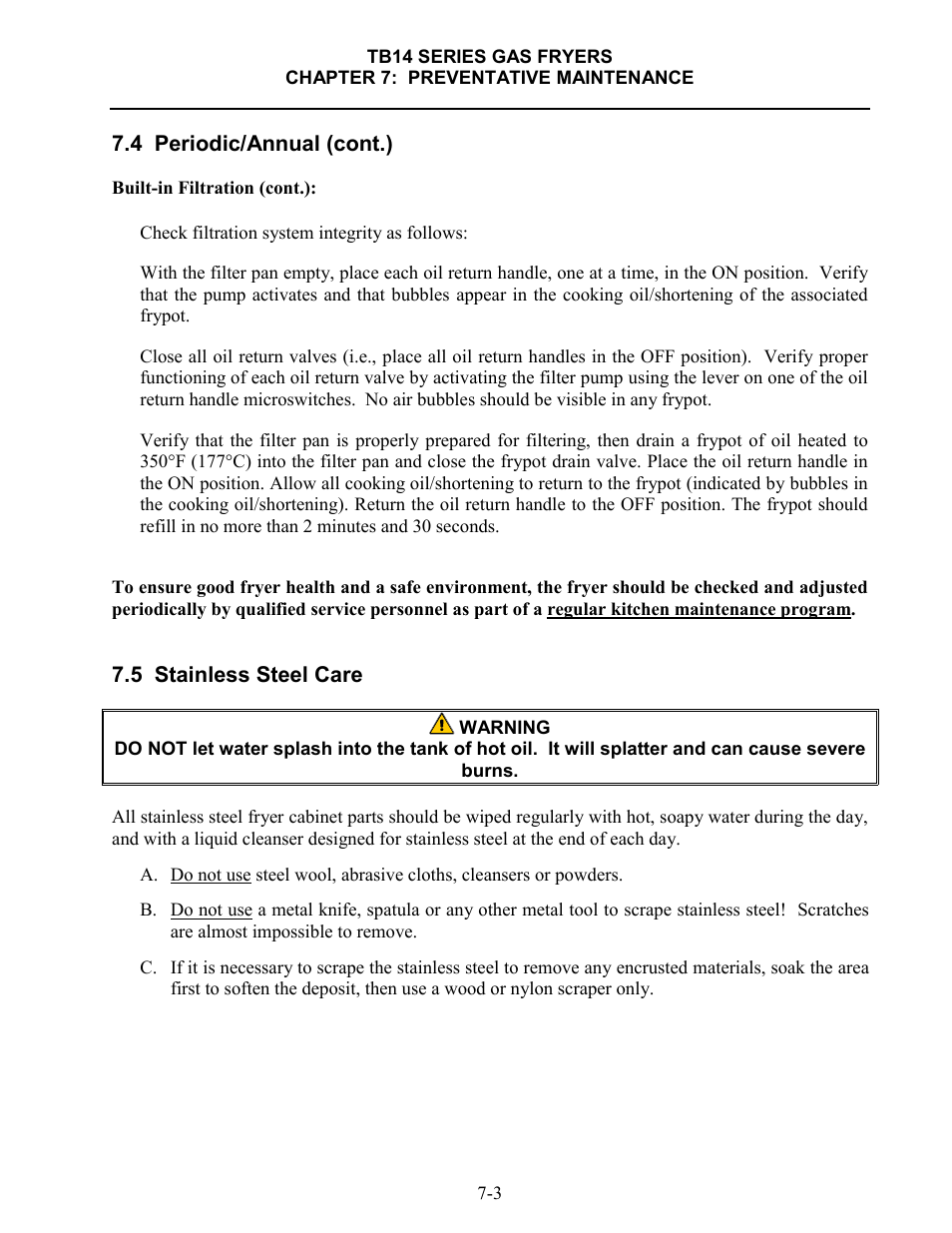 Frymaster TB14 User Manual | Page 44 / 60