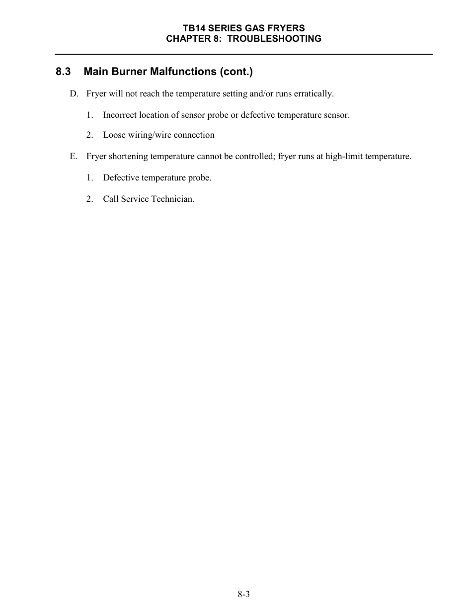 Frymaster TB14 User Manual | Page 47 / 60