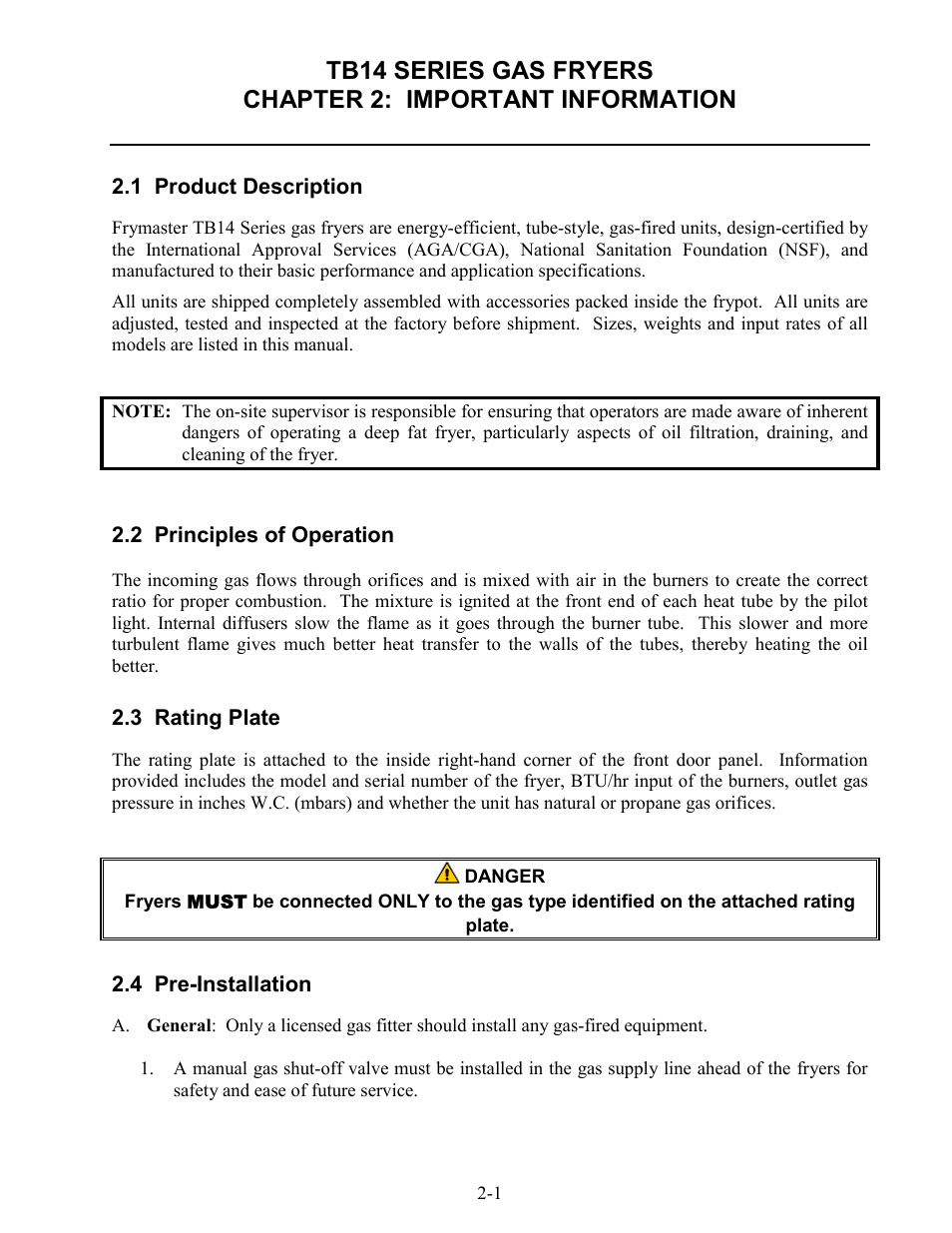 Frymaster TB14 User Manual | Page 9 / 60