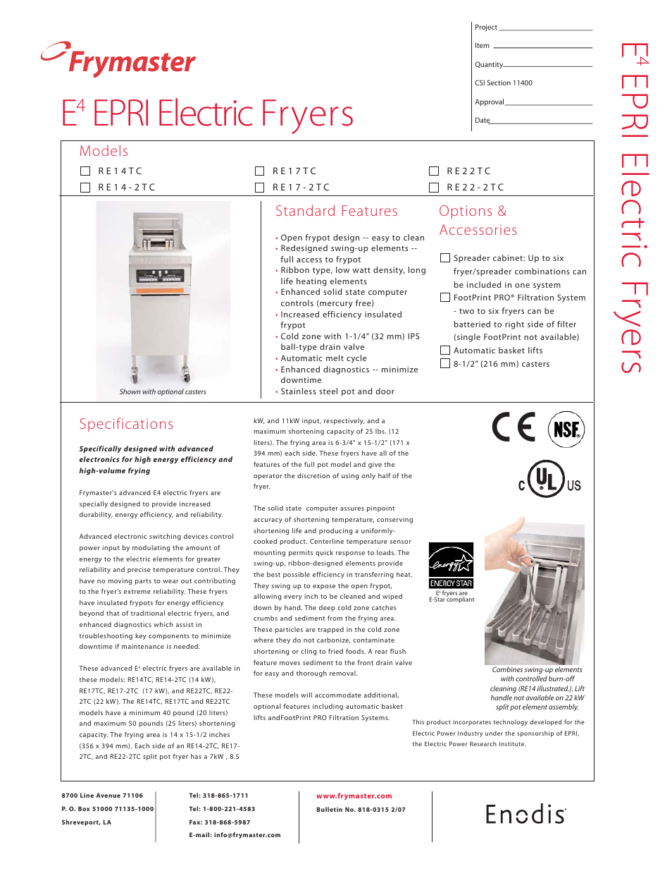 Frymaster Enodis RE22-2TC User Manual | 2 pages