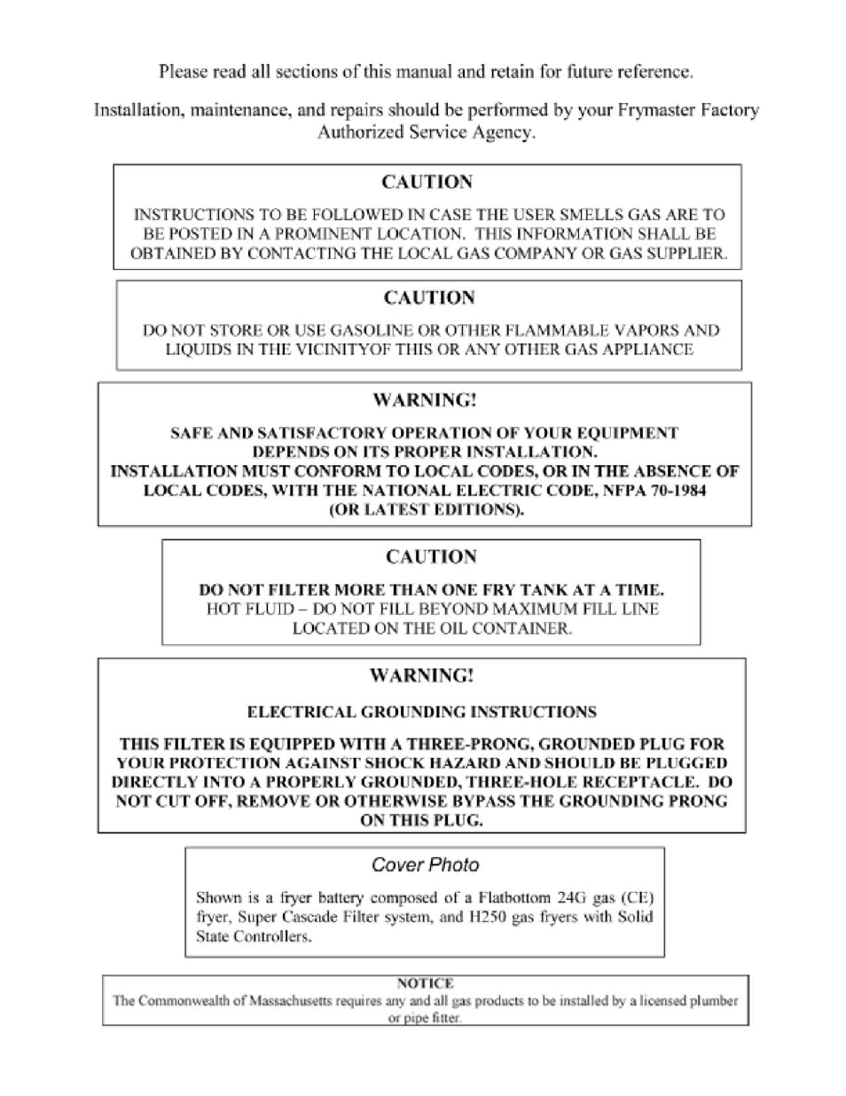 Frymaster Super Cascade Filtration Systems CE User Manual | Page 2 / 13