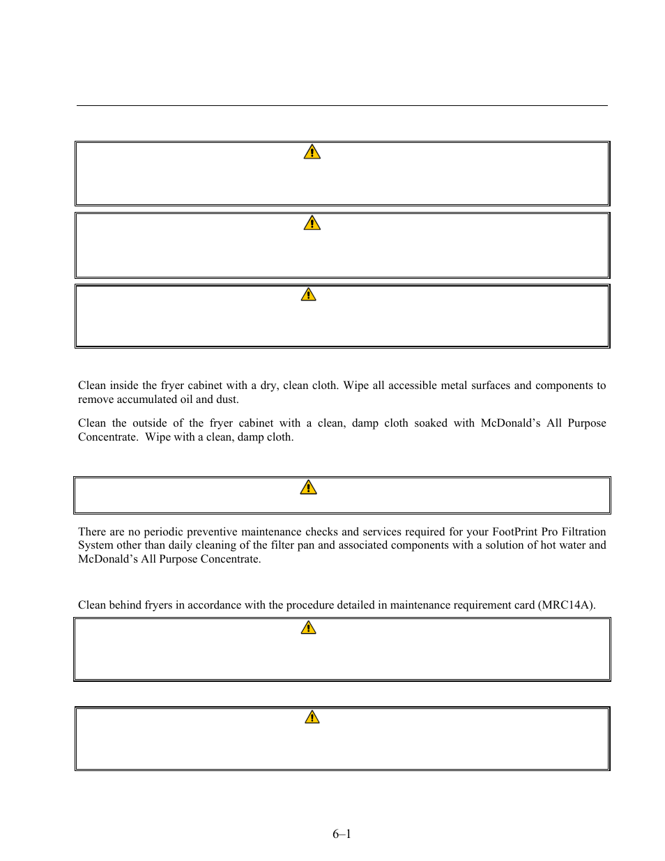 Biela14 series lov, Electric fryer chapter 6: preventative maintenance | Frymaster 14 Series User Manual | Page 70 / 78