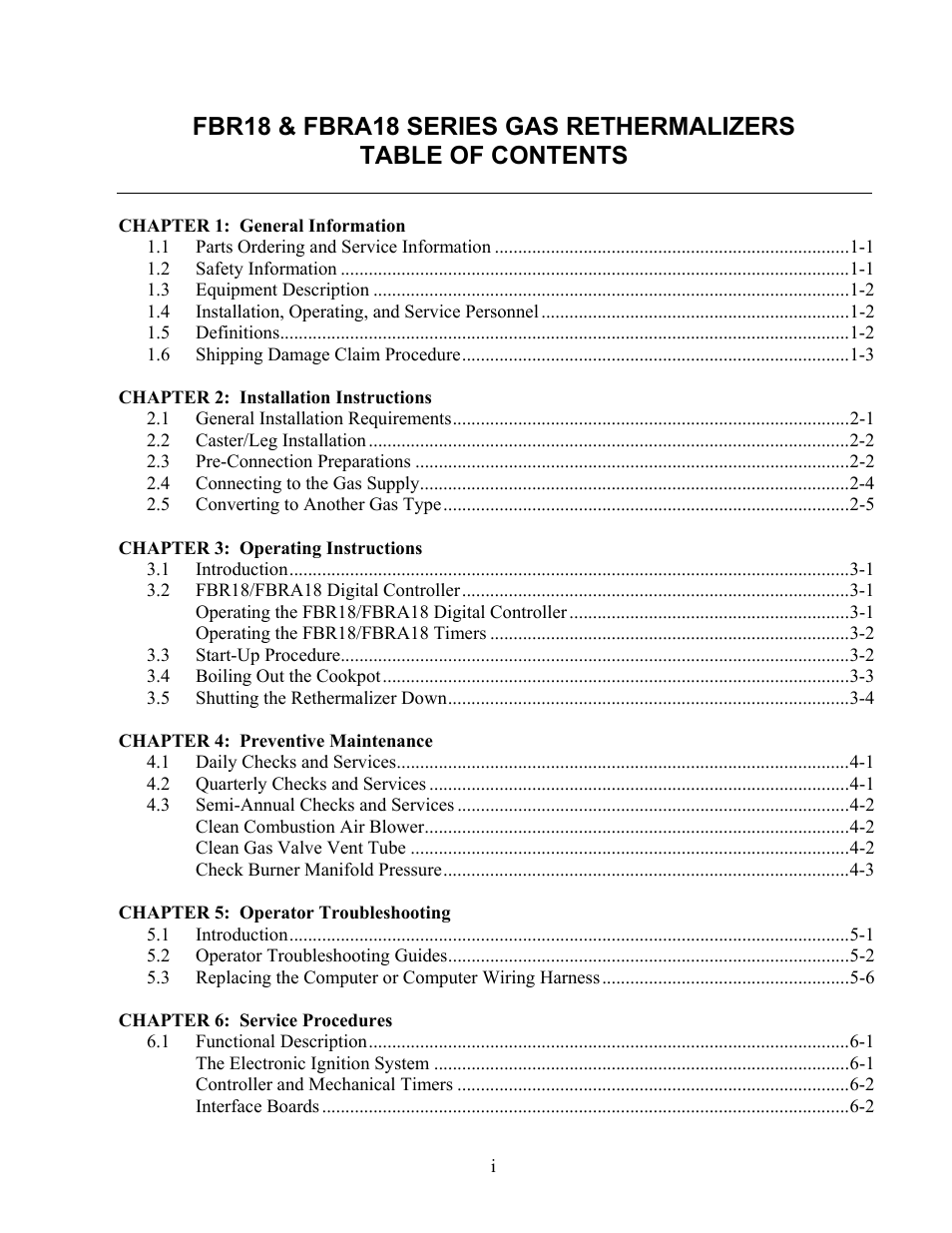 Frymaster Gas Rethermalizers FBRA18 Series User Manual | Page 4 / 62