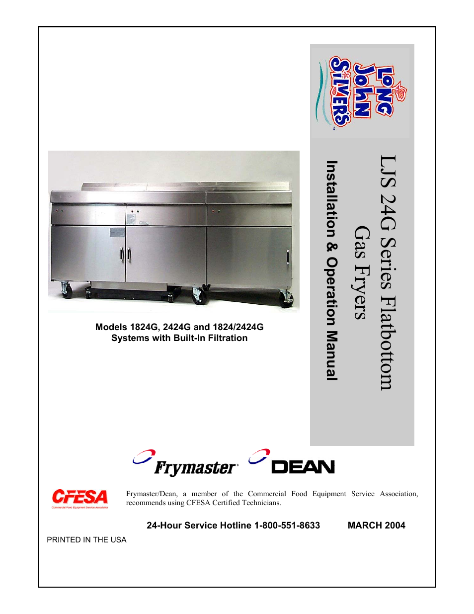 Frymaster 1824G User Manual | 44 pages