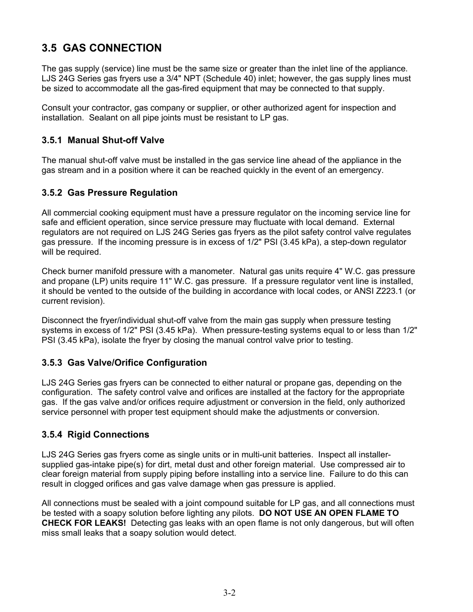 5 gas connection | Frymaster 1824G User Manual | Page 12 / 44