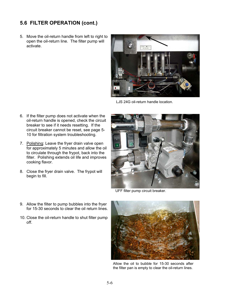 6 filter operation (cont.) | Frymaster 1824G User Manual | Page 28 / 44