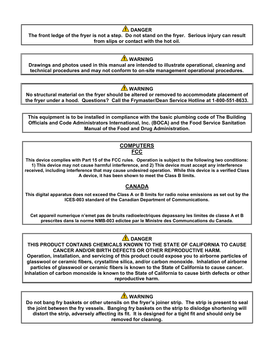 Frymaster 1824G User Manual | Page 3 / 44