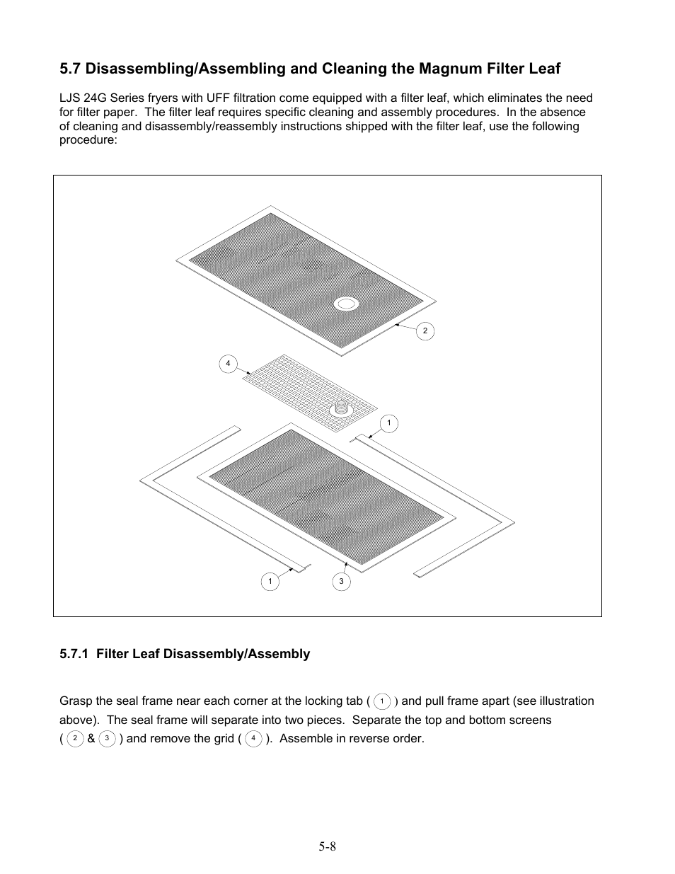 1 filter leaf disassembly/assembly | Frymaster 1824G User Manual | Page 30 / 44