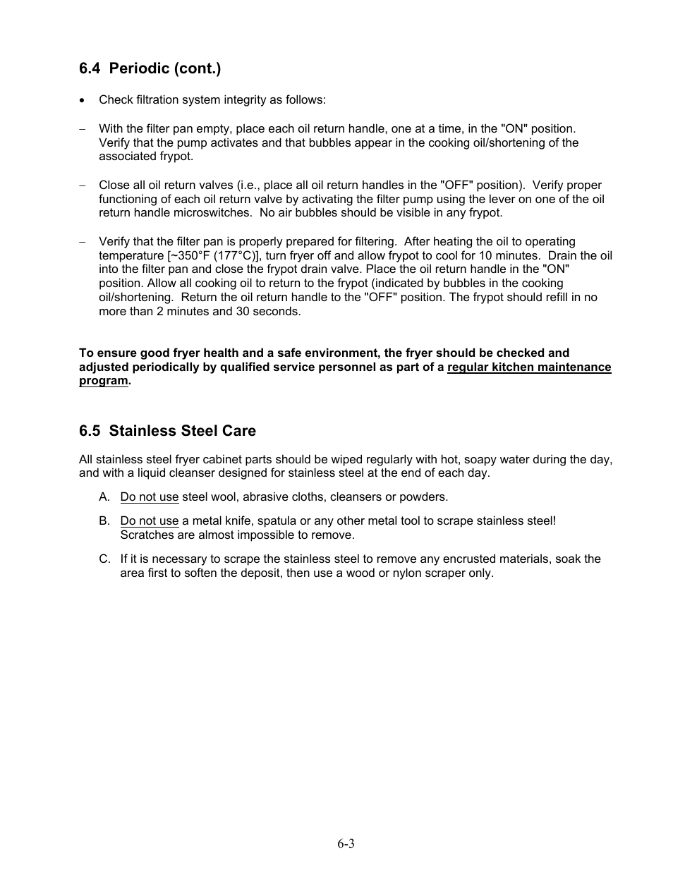 4 periodic (cont.), 5 stainless steel care | Frymaster 1824G User Manual | Page 35 / 44