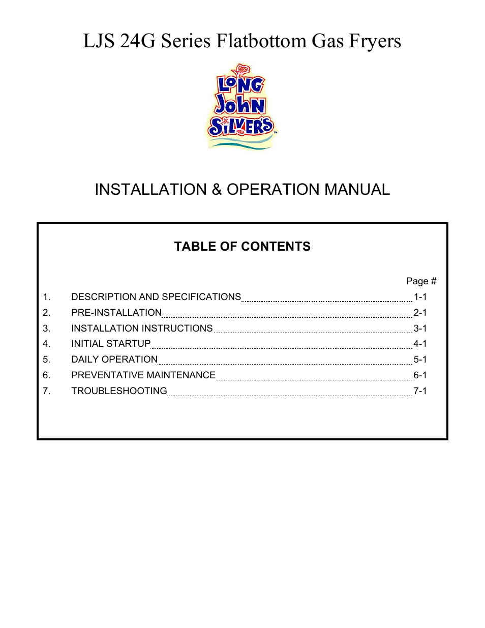 Frymaster 1824G User Manual | Page 4 / 44