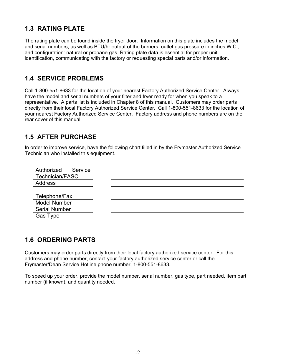 Frymaster 1824G User Manual | Page 6 / 44