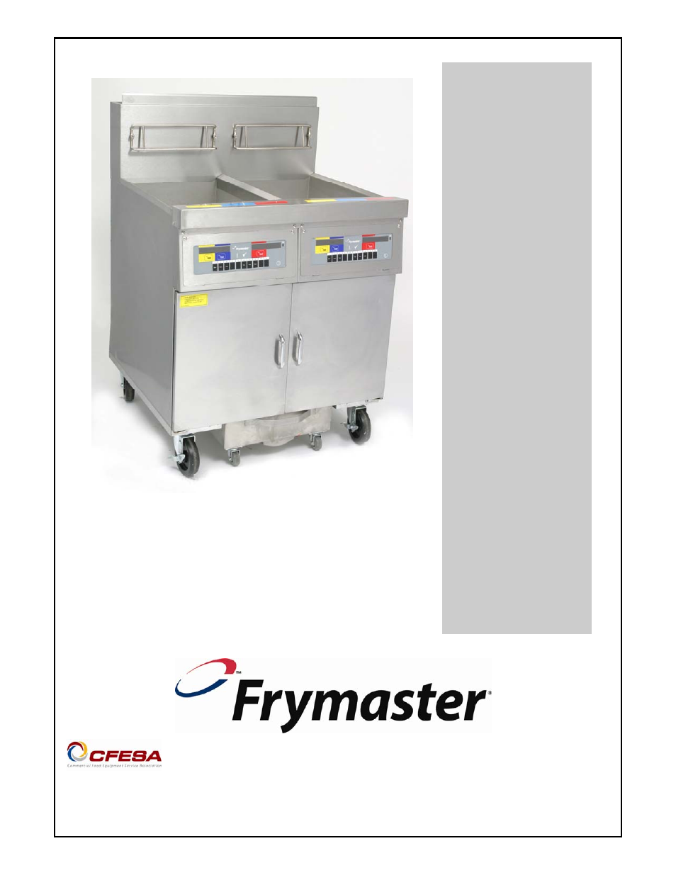 Frymaster YSCF14G User Manual | 26 pages